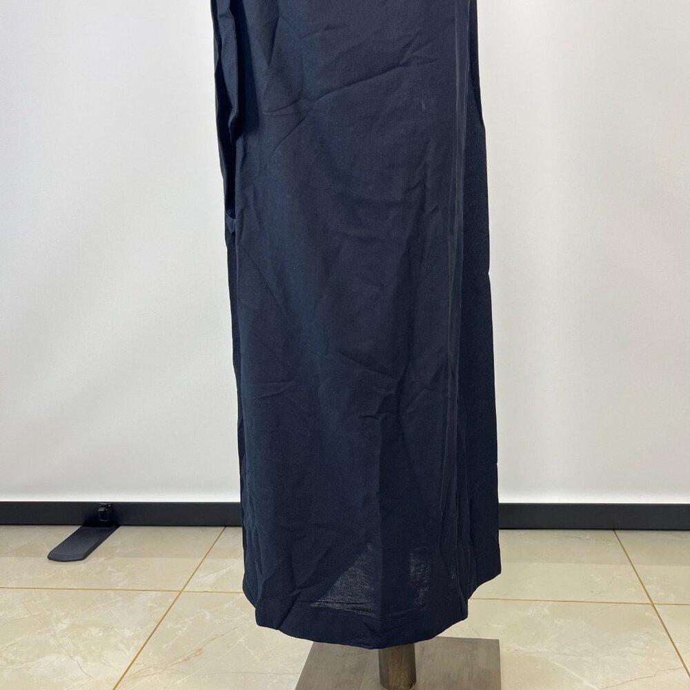 NWT Farm Rio Linen Blend Black One Shoulder Bow Smocked Wrap Maxi Dress Sz XL - Picture 4 of 10